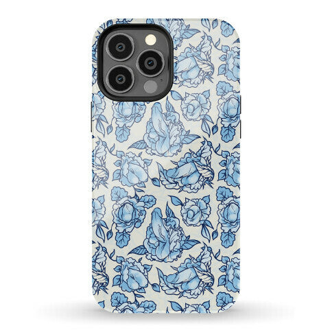Floral Penis Pattern Blue Phone Case